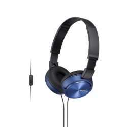 Sony Folding MDRZX310APL CE7 Over-the-Ear Headphones with Mic, Gold-Plated, L-Shaped Stereo Mini Plug, 120 cm, Blue